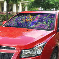 Waimanalo Hawaii Sun Rabbit Auto Sun Shade Psychedelic Trippy Neon Swirl Graphic TS04 - Polynesian Pride