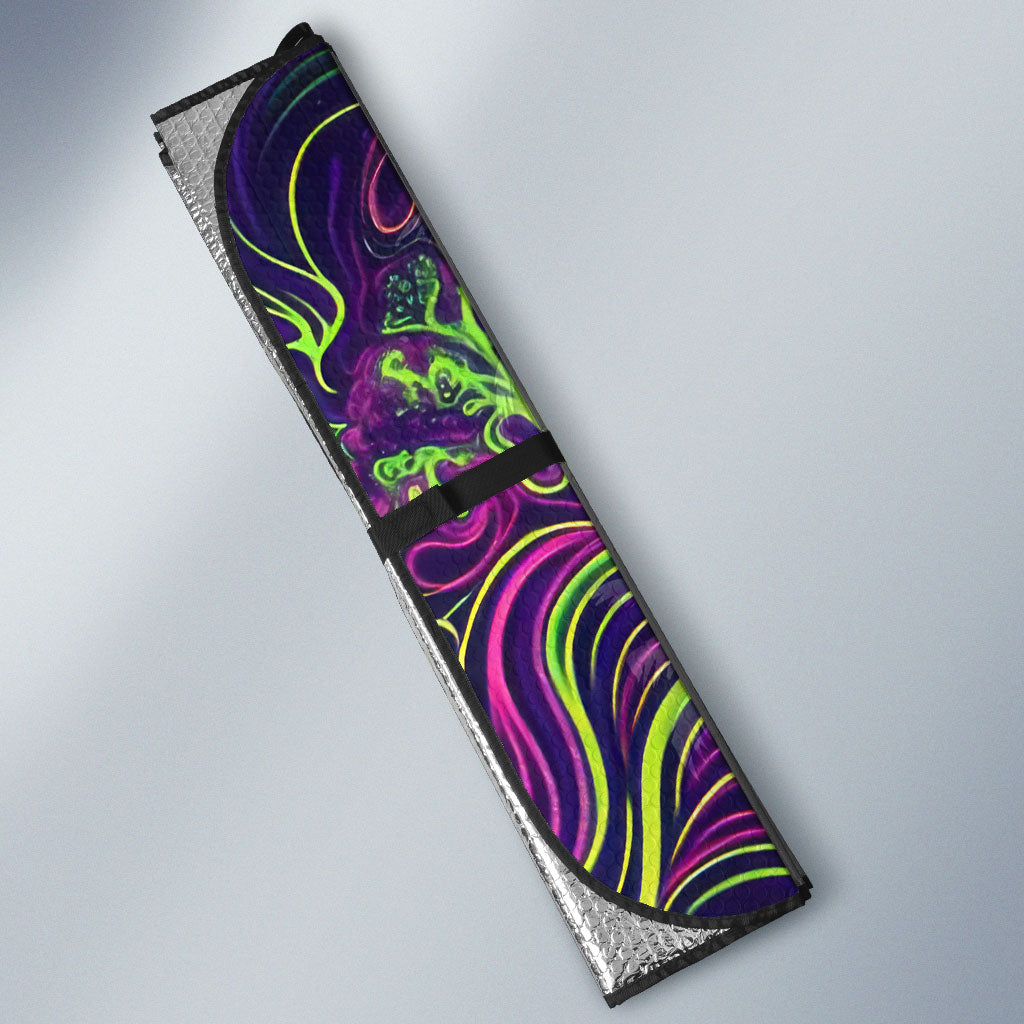 Waimanalo Hawaii Sun Rabbit Auto Sun Shade Psychedelic Trippy Neon Swirl Graphic TS04 - Polynesian Pride