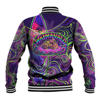 Waimanalo Hawaii Sun Rabbit Baseball Jacket Psychedelic Trippy Neon Swirl Graphic TS04 - Polynesian Pride