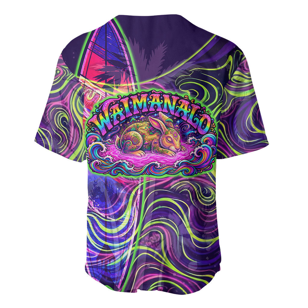 Waimanalo Hawaii Sun Rabbit Baseball Jersey Psychedelic Trippy Neon Swirl Graphic TS04 - Polynesian Pride