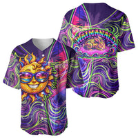 Waimanalo Hawaii Sun Rabbit Baseball Jersey Psychedelic Trippy Neon Swirl Graphic TS04 - Polynesian Pride