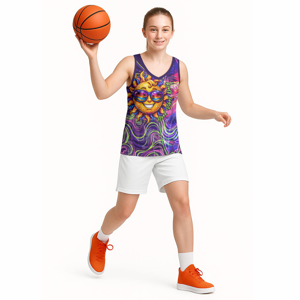 Waimanalo Hawaii Sun Rabbit Basketball Jersey Psychedelic Trippy Neon Swirl Graphic TS04 - Polynesian Pride