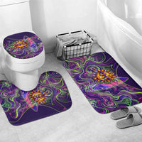 Waimanalo Hawaii Sun Rabbit Bathroom Set Psychedelic Trippy Neon Swirl Graphic TS04 Mat Set Only (3 pcs) One Size Purple Green - Polynesian Pride