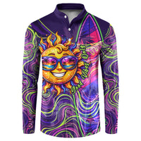 Waimanalo Hawaii Sun Rabbit Button Sweatshirt Psychedelic Trippy Neon Swirl Graphic TS04 Purple Green - Polynesian Pride