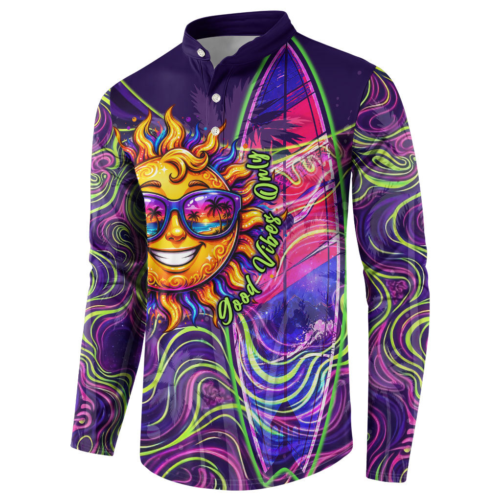 Waimanalo Hawaii Sun Rabbit Button Sweatshirt Psychedelic Trippy Neon Swirl Graphic TS04 - Polynesian Pride