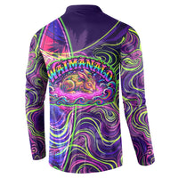 Waimanalo Hawaii Sun Rabbit Button Sweatshirt Psychedelic Trippy Neon Swirl Graphic TS04 - Polynesian Pride