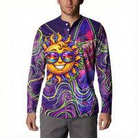Waimanalo Hawaii Sun Rabbit Button Sweatshirt Psychedelic Trippy Neon Swirl Graphic TS04 - Polynesian Pride