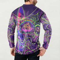 Waimanalo Hawaii Sun Rabbit Button Sweatshirt Psychedelic Trippy Neon Swirl Graphic TS04 - Polynesian Pride