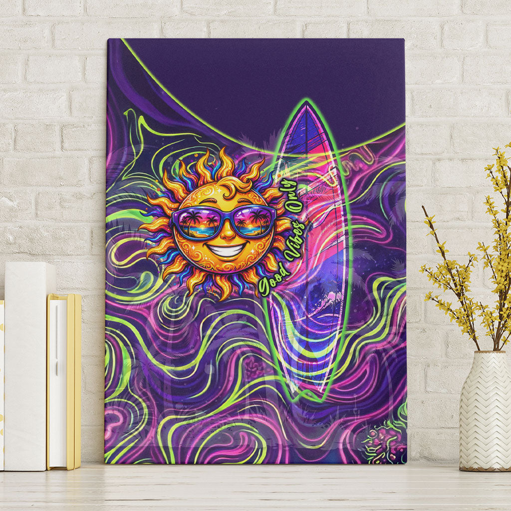 Waimanalo Hawaii Sun Rabbit Canvas Wall Art Psychedelic Trippy Neon Swirl Graphic TS04 Without Frame Purple Green - Polynesian Pride