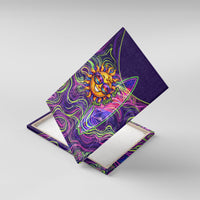 Waimanalo Hawaii Sun Rabbit Canvas Wall Art Psychedelic Trippy Neon Swirl Graphic TS04 With Frame Purple Green - Polynesian Pride
