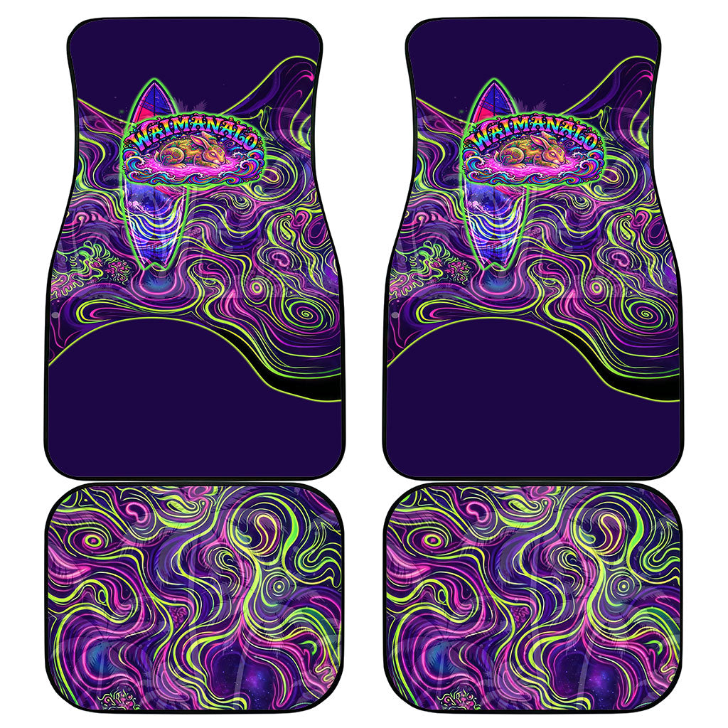 Waimanalo Hawaii Sun Rabbit Car Mats Psychedelic Trippy Neon Swirl Graphic TS04 - Polynesian Pride