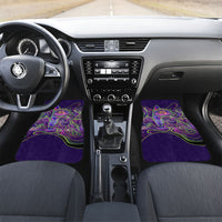 Waimanalo Hawaii Sun Rabbit Car Mats Psychedelic Trippy Neon Swirl Graphic TS04 Set 2pcs - Front Purple Green - Polynesian Pride
