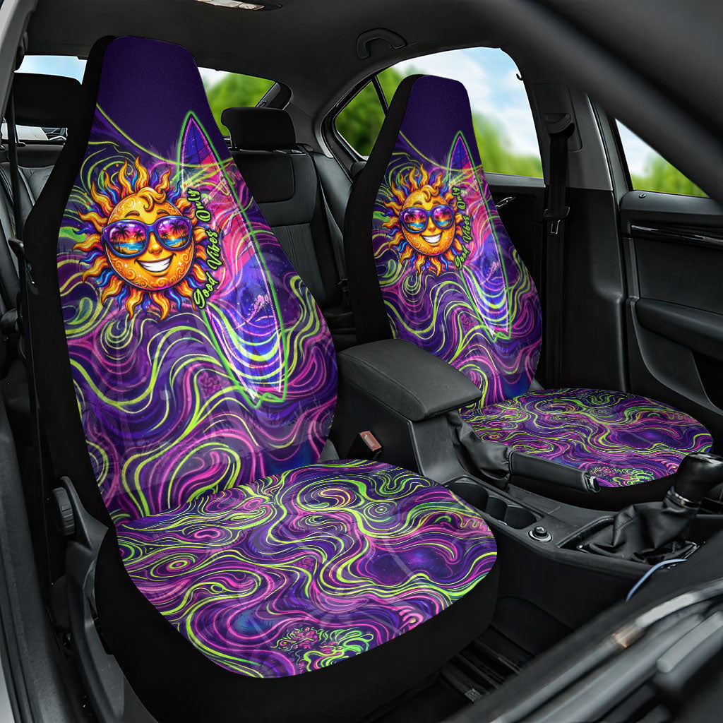 Waimanalo Hawaii Sun Rabbit Car Seat Cover Psychedelic Trippy Neon Swirl Graphic TS04 One Size Purple Green - Polynesian Pride
