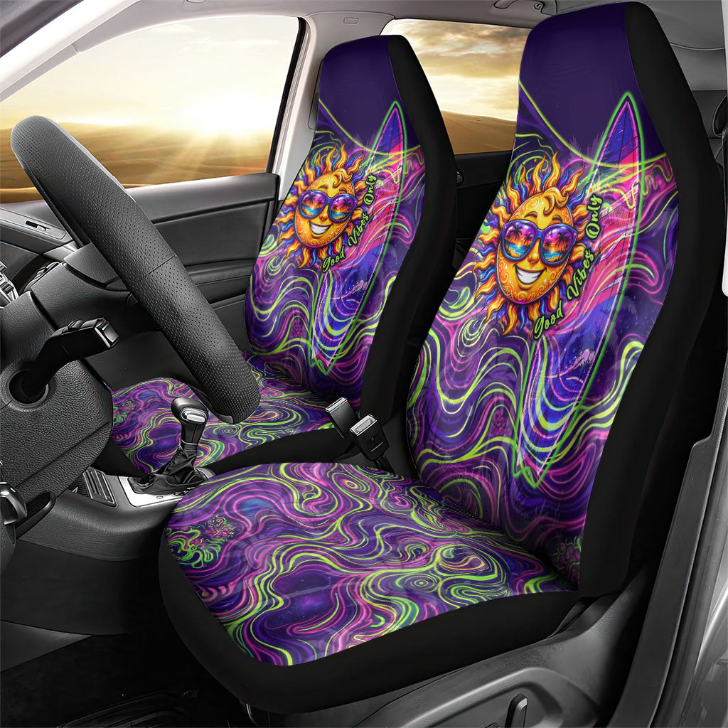 Waimanalo Hawaii Sun Rabbit Car Seat Cover Psychedelic Trippy Neon Swirl Graphic TS04 - Polynesian Pride