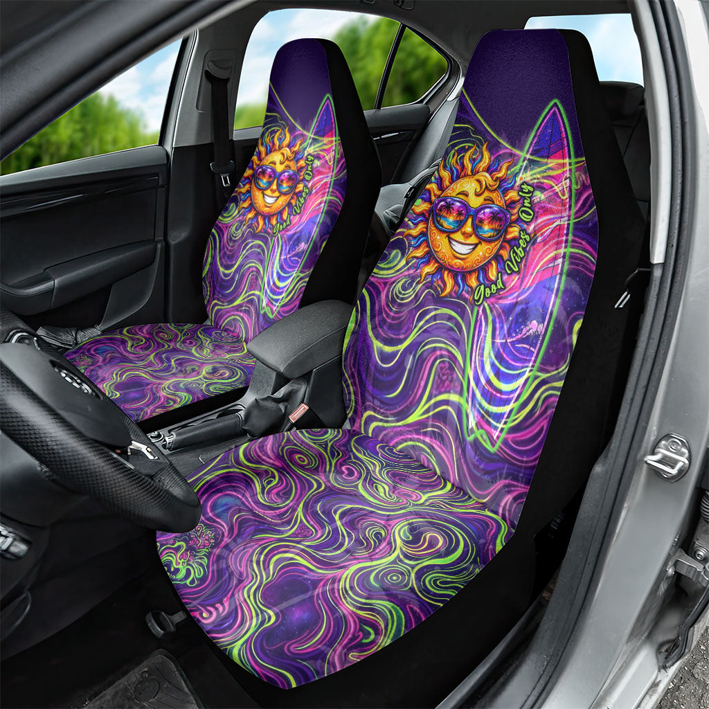 Waimanalo Hawaii Sun Rabbit Car Seat Cover Psychedelic Trippy Neon Swirl Graphic TS04 - Polynesian Pride
