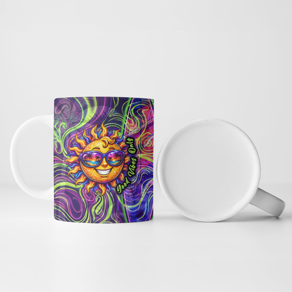 Waimanalo Hawaii Sun Rabbit Ceramic Mug Psychedelic Trippy Neon Swirl Graphic TS04 - Polynesian Pride