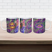 Waimanalo Hawaii Sun Rabbit Ceramic Mug Psychedelic Trippy Neon Swirl Graphic TS04 - Polynesian Pride