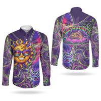 Waimanalo Hawaii Sun Rabbit Couples Matching Summer Maxi Dress and Long Sleeve Button Shirt Psychedelic Trippy Neon Swirl Graphic TS04 - Polynesian Pride