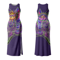 Waimanalo Hawaii Sun Rabbit Couples Matching Tank Maxi Dress and Hawaiian Shirt Psychedelic Trippy Neon Swirl Graphic TS04 - Polynesian Pride
