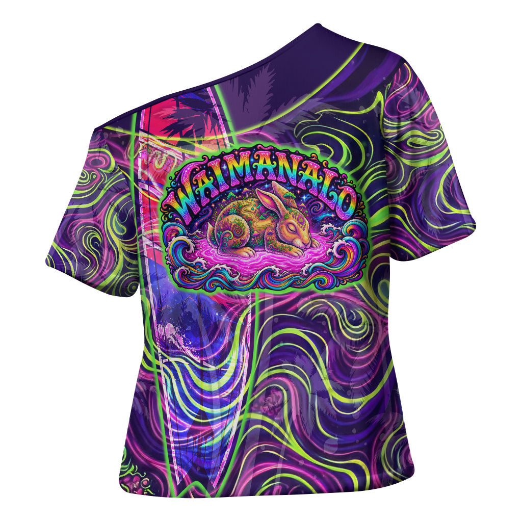 Waimanalo Hawaii Sun Rabbit Cross Shoulder Shirt Psychedelic Trippy Neon Swirl Graphic TS04 - Polynesian Pride