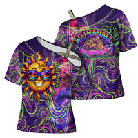 Waimanalo Hawaii Sun Rabbit Cross Shoulder Shirt Psychedelic Trippy Neon Swirl Graphic TS04 - Polynesian Pride