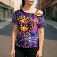 Waimanalo Hawaii Sun Rabbit Cross Shoulder Shirt Psychedelic Trippy Neon Swirl Graphic TS04 - Polynesian Pride