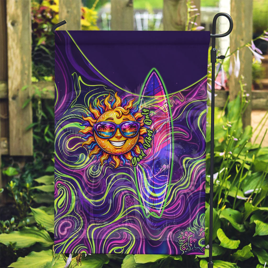 Waimanalo Hawaii Sun Rabbit Garden Flag Psychedelic Trippy Neon Swirl Graphic TS04 Garden Flag Purple Green - Polynesian Pride