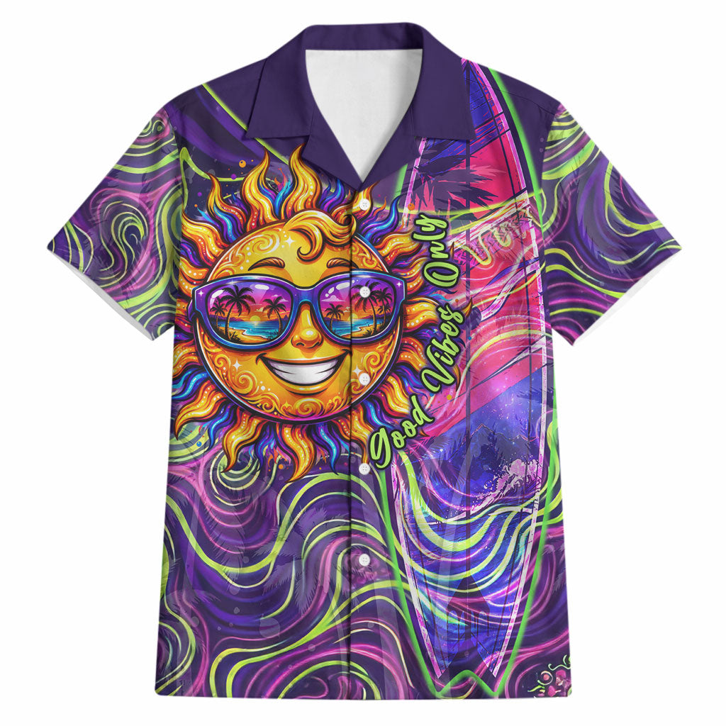 Waimanalo Hawaii Sun Rabbit Hawaiian Shirt Psychedelic Trippy Neon Swirl Graphic TS04 Purple Green - Polynesian Pride