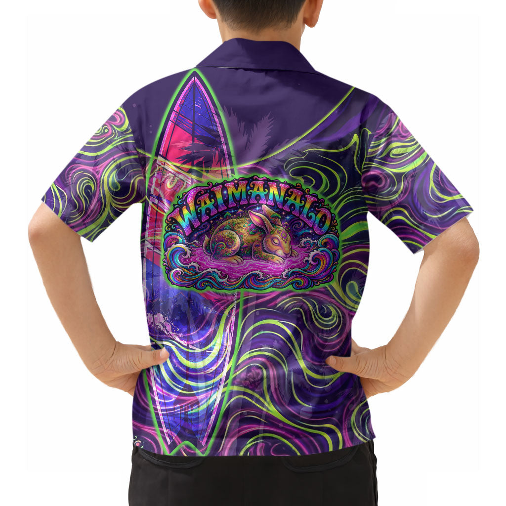 Waimanalo Hawaii Sun Rabbit Hawaiian Shirt Psychedelic Trippy Neon Swirl Graphic TS04 - Polynesian Pride