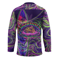 Waimanalo Hawaii Sun Rabbit Hockey Jersey Psychedelic Trippy Neon Swirl Graphic TS04 - Polynesian Pride