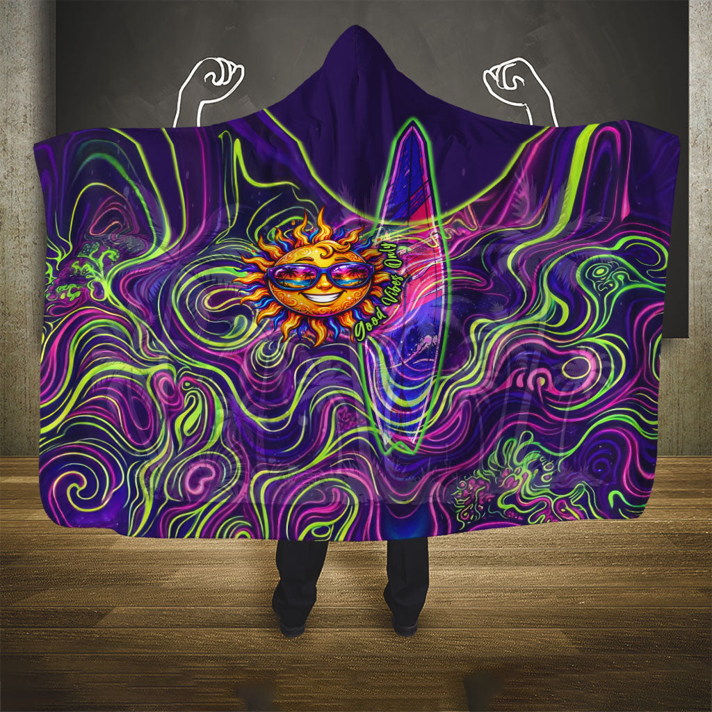 Waimanalo Hawaii Sun Rabbit Hooded Blanket Psychedelic Trippy Neon Swirl Graphic TS04 - Polynesian Pride