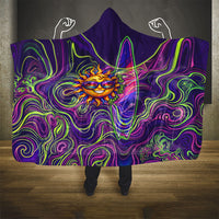 Waimanalo Hawaii Sun Rabbit Hooded Blanket Psychedelic Trippy Neon Swirl Graphic TS04 - Polynesian Pride