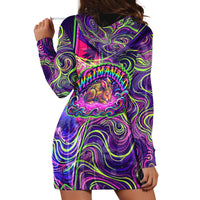 Waimanalo Hawaii Sun Rabbit Hoodie Dress Psychedelic Trippy Neon Swirl Graphic TS04 - Polynesian Pride
