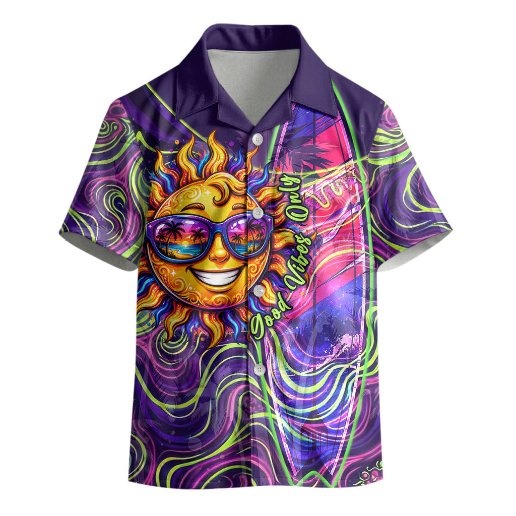 Waimanalo Hawaii Sun Rabbit Kid Hawaiian Shirt Psychedelic Trippy Neon Swirl Graphic TS04 - Polynesian Pride