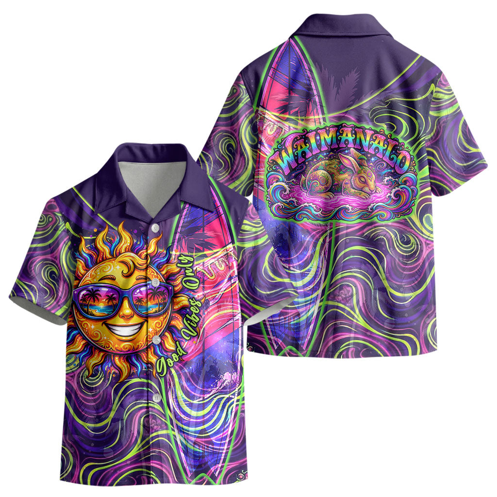 Waimanalo Hawaii Sun Rabbit Kid Hawaiian Shirt Psychedelic Trippy Neon Swirl Graphic TS04 - Polynesian Pride