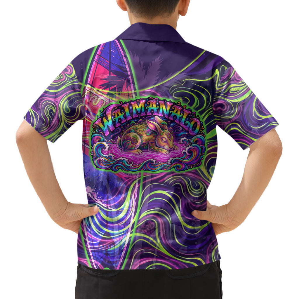 Waimanalo Hawaii Sun Rabbit Kid Hawaiian Shirt Psychedelic Trippy Neon Swirl Graphic TS04 - Polynesian Pride