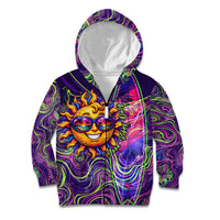 Waimanalo Hawaii Sun Rabbit Kid Hoodie Psychedelic Trippy Neon Swirl Graphic TS04 Zip Hoodie Purple Green - Polynesian Pride
