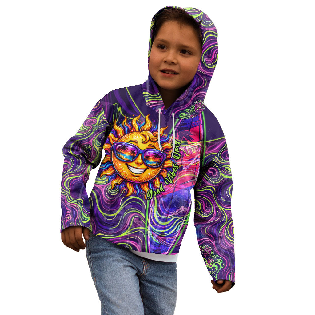 Waimanalo Hawaii Sun Rabbit Kid Hoodie Psychedelic Trippy Neon Swirl Graphic TS04 - Polynesian Pride