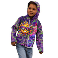 Waimanalo Hawaii Sun Rabbit Kid Hoodie Psychedelic Trippy Neon Swirl Graphic TS04 - Polynesian Pride