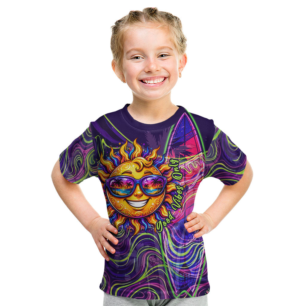 Waimanalo Hawaii Sun Rabbit Kid T Shirt Psychedelic Trippy Neon Swirl Graphic TS04 Purple Green - Polynesian Pride