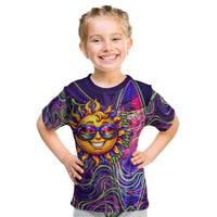 Waimanalo Hawaii Sun Rabbit Kid T Shirt Psychedelic Trippy Neon Swirl Graphic TS04 Purple Green - Polynesian Pride