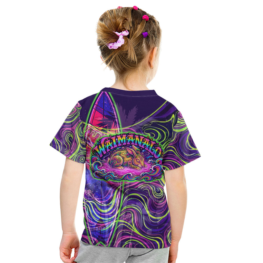 Waimanalo Hawaii Sun Rabbit Kid T Shirt Psychedelic Trippy Neon Swirl Graphic TS04 - Polynesian Pride