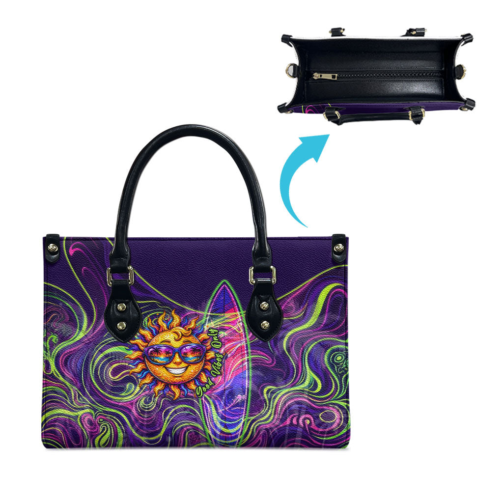 Waimanalo Hawaii Sun Rabbit Leather Bag Psychedelic Trippy Neon Swirl Graphic TS04 - Polynesian Pride