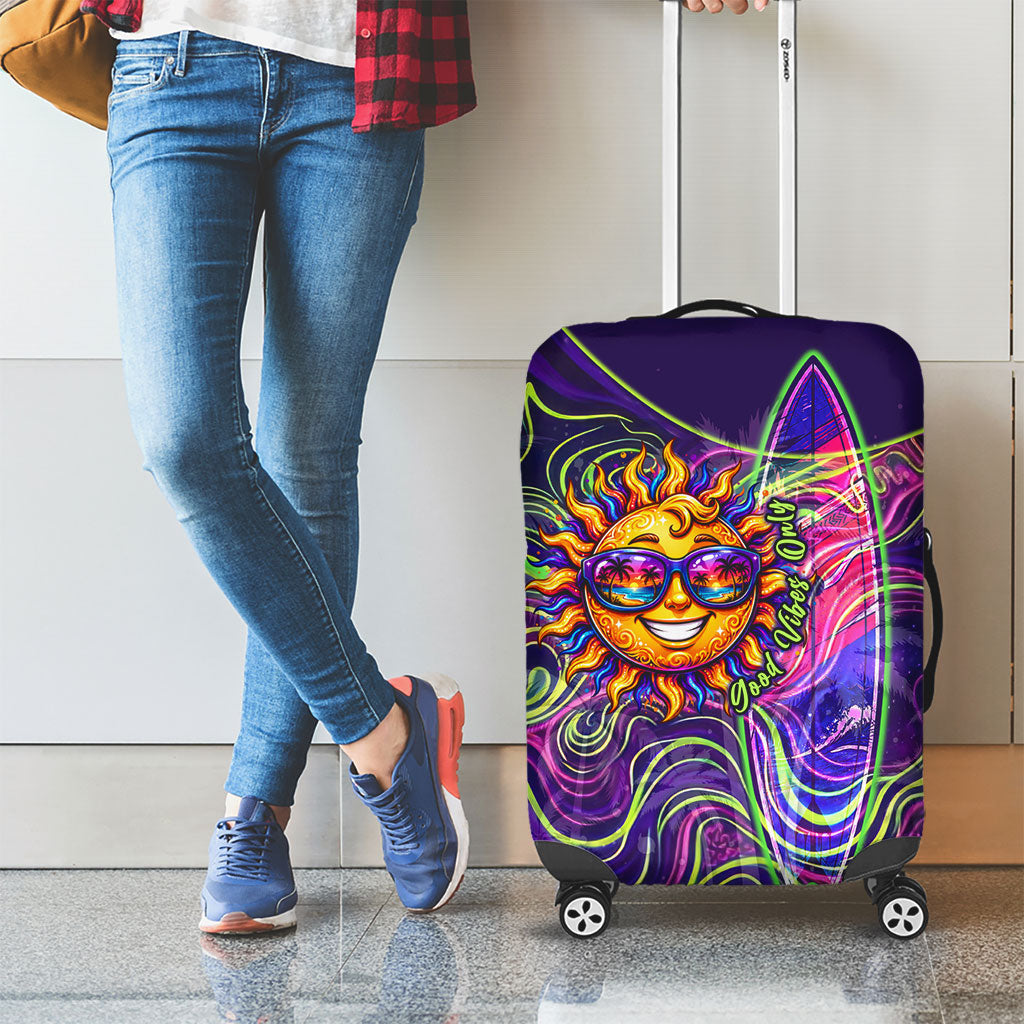 Waimanalo Hawaii Sun Rabbit Luggage Cover Psychedelic Trippy Neon Swirl Graphic TS04 - Polynesian Pride
