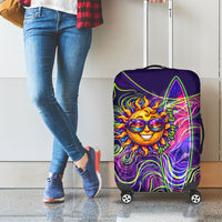 Waimanalo Hawaii Sun Rabbit Luggage Cover Psychedelic Trippy Neon Swirl Graphic TS04 - Polynesian Pride