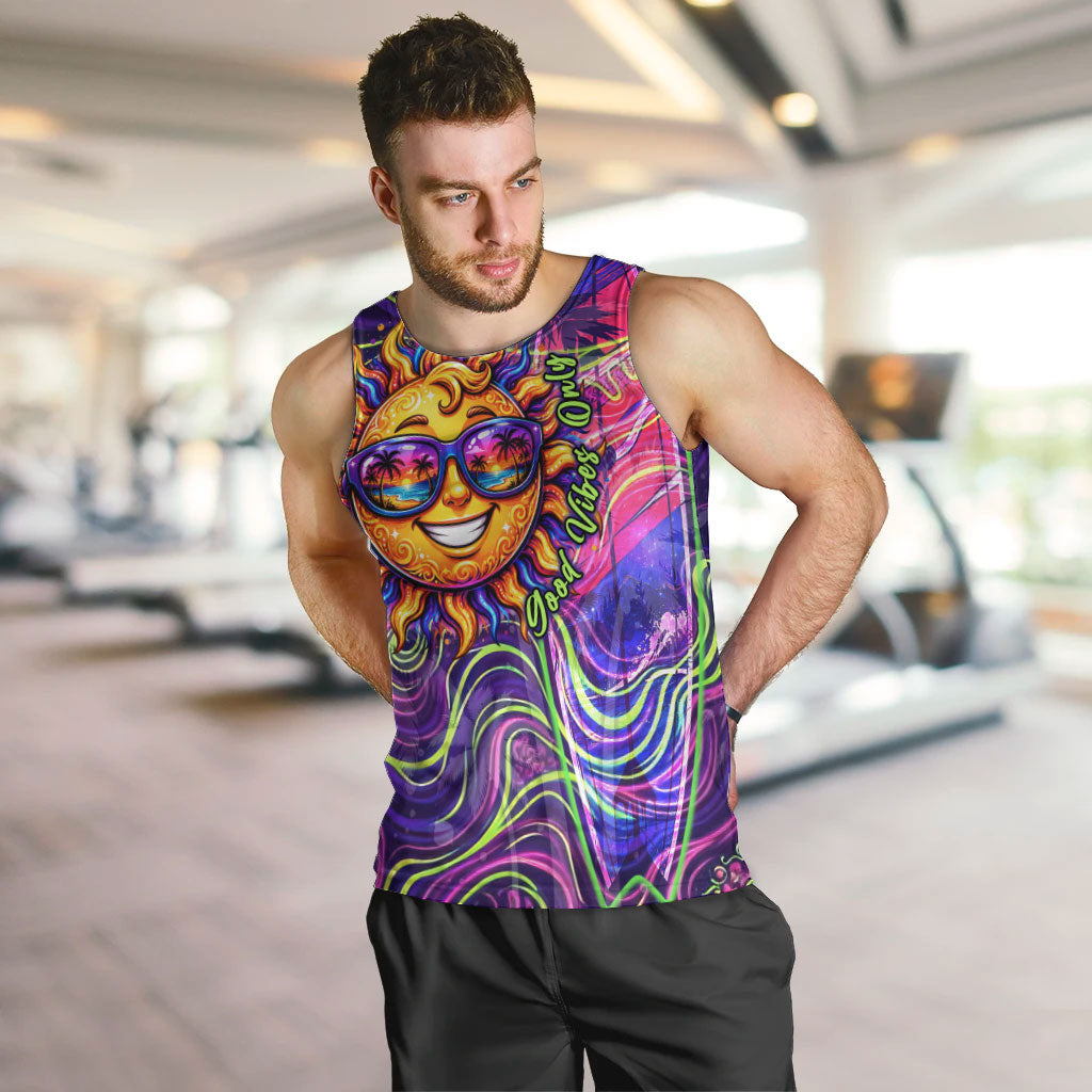 Waimanalo Hawaii Sun Rabbit Men Tank Top Psychedelic Trippy Neon Swirl Graphic TS04 Purple Green - Polynesian Pride