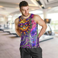 Waimanalo Hawaii Sun Rabbit Men Tank Top Psychedelic Trippy Neon Swirl Graphic TS04 Purple Green - Polynesian Pride