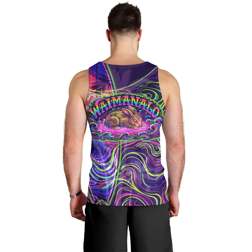 Waimanalo Hawaii Sun Rabbit Men Tank Top Psychedelic Trippy Neon Swirl Graphic TS04 - Polynesian Pride