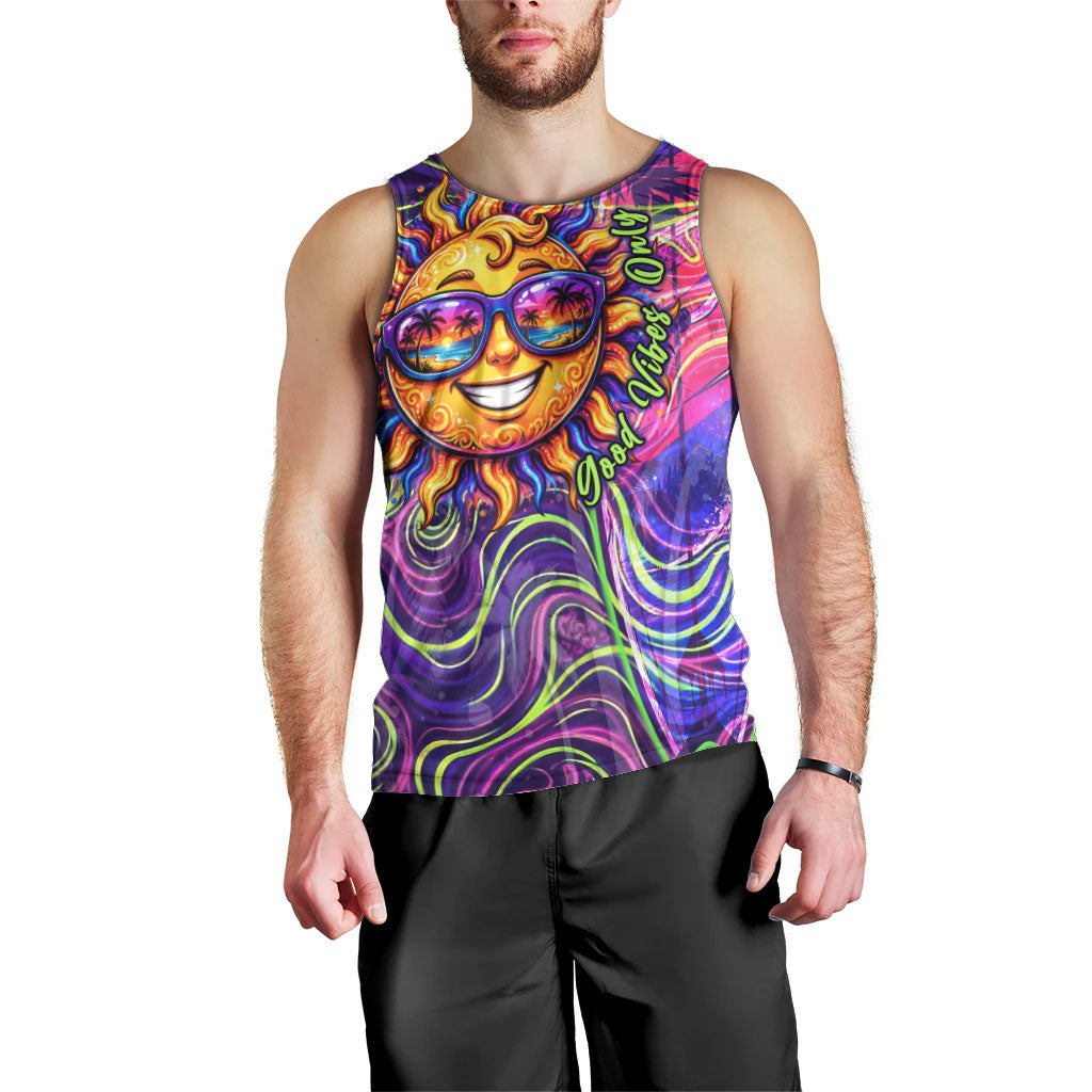 Waimanalo Hawaii Sun Rabbit Men Tank Top Psychedelic Trippy Neon Swirl Graphic TS04 - Polynesian Pride
