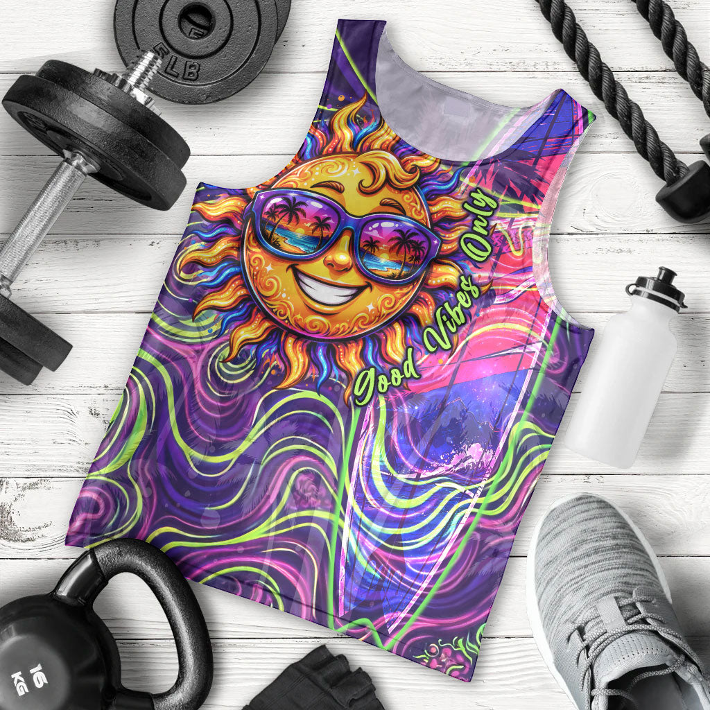 Waimanalo Hawaii Sun Rabbit Men Tank Top Psychedelic Trippy Neon Swirl Graphic TS04 - Polynesian Pride